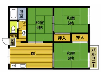 フォーブル青柳2F(3DK/2階)の間取り写真