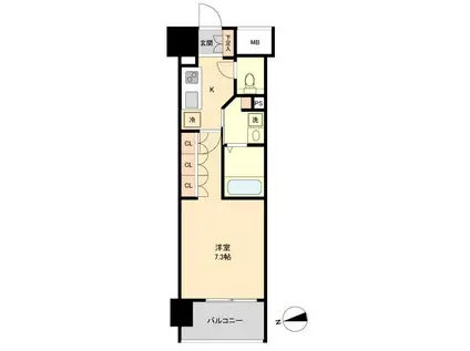 レジディア榴岡 ウエスト棟(1K/3階)の間取り写真