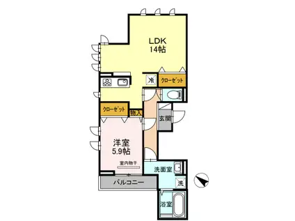 CRESCENTE経堂壱番館ークレシェンテ経堂壱番館-(2LDK/2階)の間取り写真