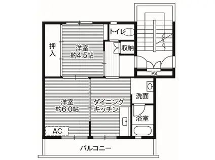 ビレッジハウス(2DK/5階)の間取り写真