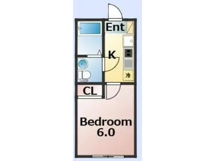 エバーズ若葉(1K/1階)の間取り写真