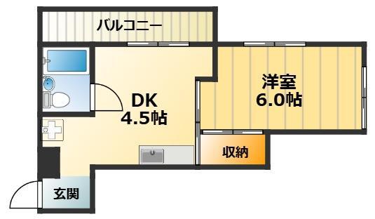 六甲ベイビューマンション(1DK/3階)の間取り写真