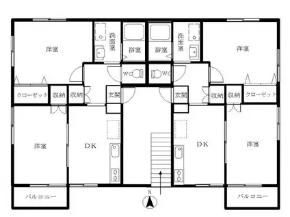 コーポ桂III A(2DK/2階)の間取り写真