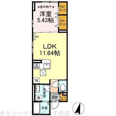 ルリアン綾瀬II(1LDK/1階)の間取り写真
