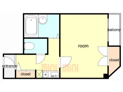 ブロスコート住吉(1K/2階)の間取り写真
