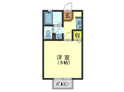 ハイツ八坂(1K/2階)の間取り写真