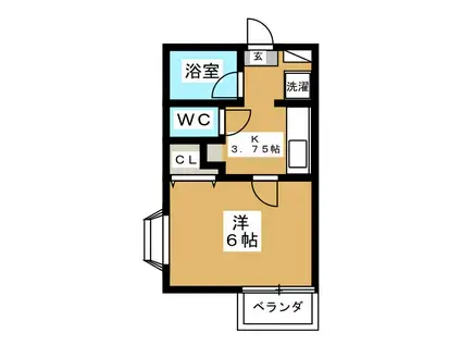 ルピナス竹森(1K/2階)の間取り写真