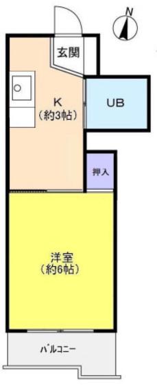 北岡ビル(1K/2階)の間取り写真