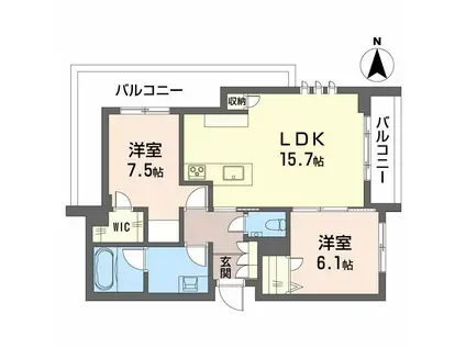 シャーメゾン国府宮駅前(2LDK/3階)の間取り写真