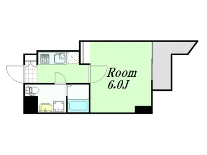 レジュールアッシュ谷町(1K/13階)の間取り写真