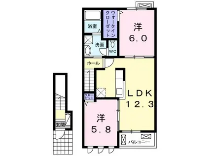 カーサ ヒカリ(2LDK/2階)の間取り写真