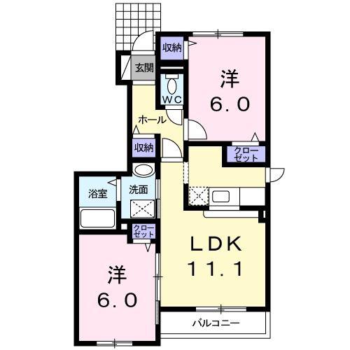 コートジェイ(2LDK/1階)の間取り写真
