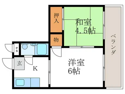 フィオーレ桂坂(2K/2階)の間取り写真