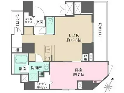 ワーフ文京茗荷谷(1LDK/6階)の間取り写真