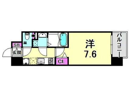 ファーストフィオーレ三宮イースト(1K/3階)の間取り写真