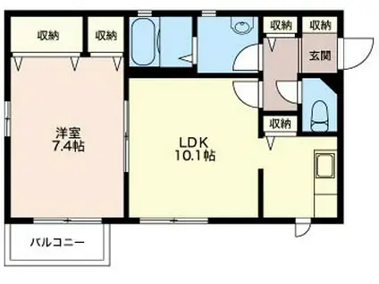ルミエール向丘(1LDK/2階)の間取り写真