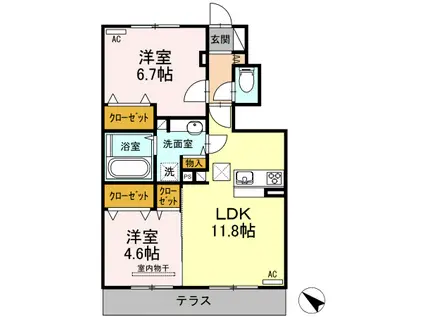 パシフィックハイツミスミII(2LDK/1階)の間取り写真