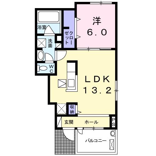 ミーオベルカーサII B(1LDK/1階)の間取り写真