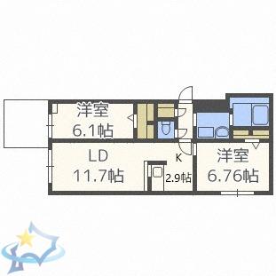 C-SELECTION STELLAII(2LDK/5階)の間取り写真