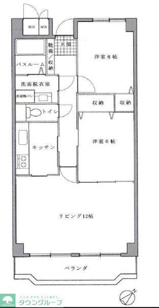 鷺沼サンエルサ(2LDK/1階)の間取り写真