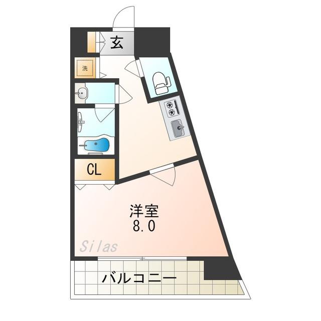 エルシオン(1K/4階)の間取り写真