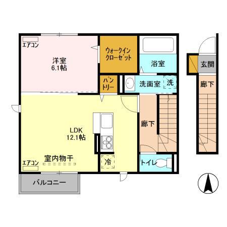 ファミールII(1LDK/2階)の間取り写真