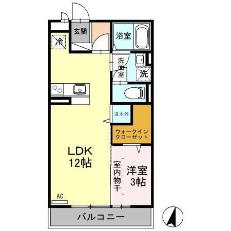 フローラB棟(1LDK/1階)の間取り写真