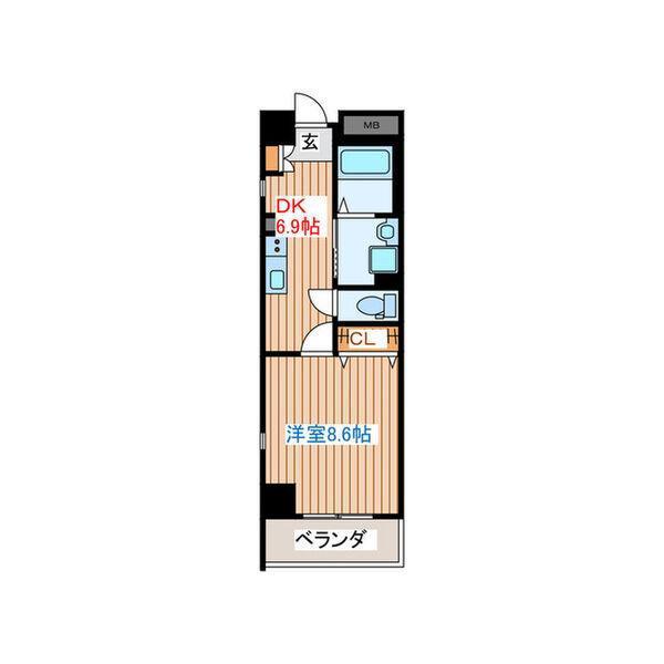 URBAN FLATS北上(1DK/2階)の間取り写真