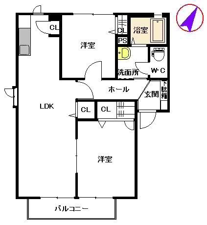 メゾン・ド・ルミエール (2LDK/2階)の間取り写真