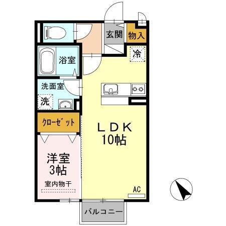 グランヴィル B棟(1LDK/1階)の間取り写真
