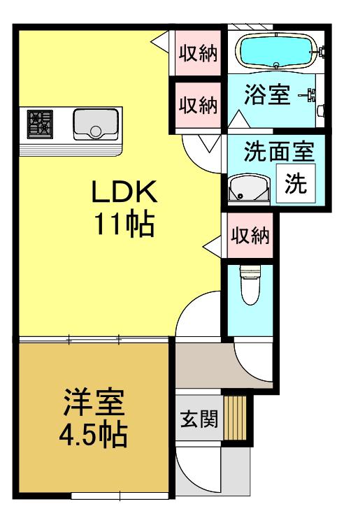 プチメゾン有井(1LDK/1階)の間取り写真