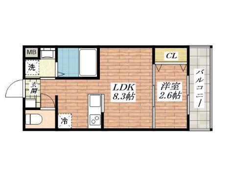 リアコート千里丘I ノース(1LDK/2階)の間取り写真
