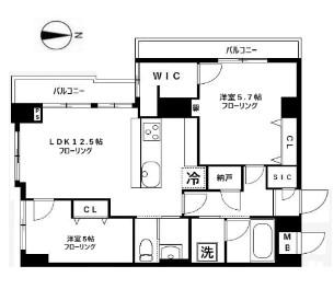ウィンコート神楽坂(2LDK/10階)の間取り写真