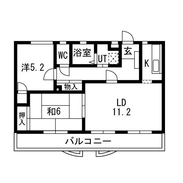 ベルレーヌ河原(2LDK/3階)の間取り写真