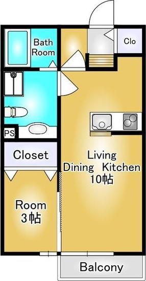 フィオレット(1LDK/1階)の間取り写真