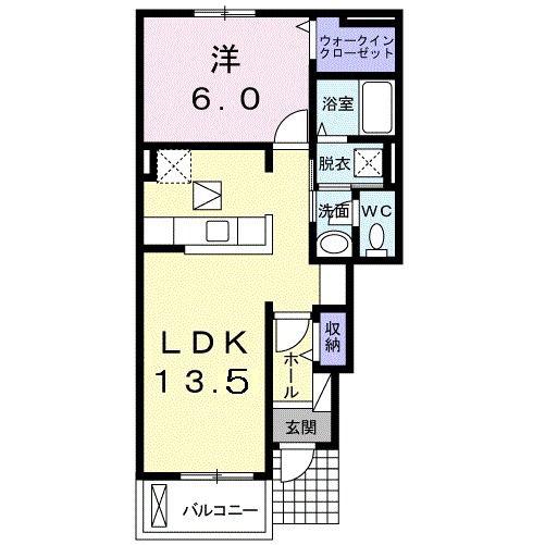 チリェージョI(1LDK/1階)の間取り写真