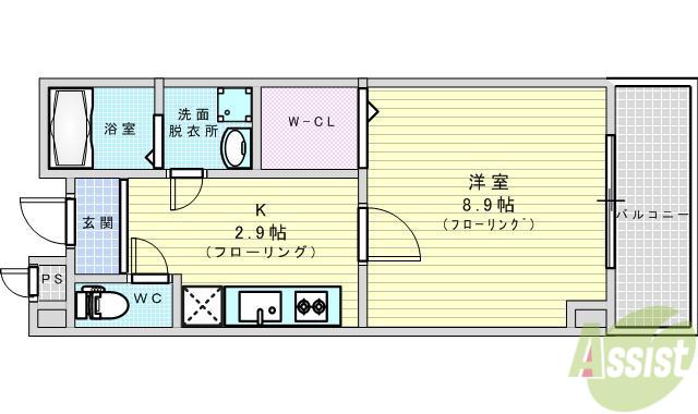 ジョイーレ(1K/3階)の間取り写真