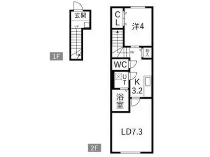 EN CIEL(1LDK/2階)の間取り写真