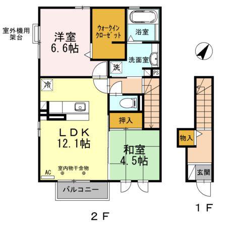 グラン シエル(2LDK/2階)の間取り写真