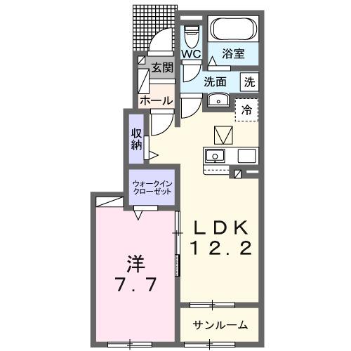 ルミエール取手(1LDK/1階)の間取り写真