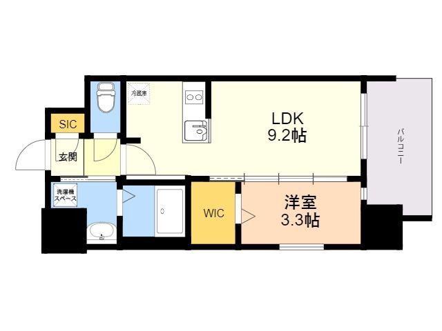 ブランシエスタ千早RJR(1LDK/8階)の間取り写真
