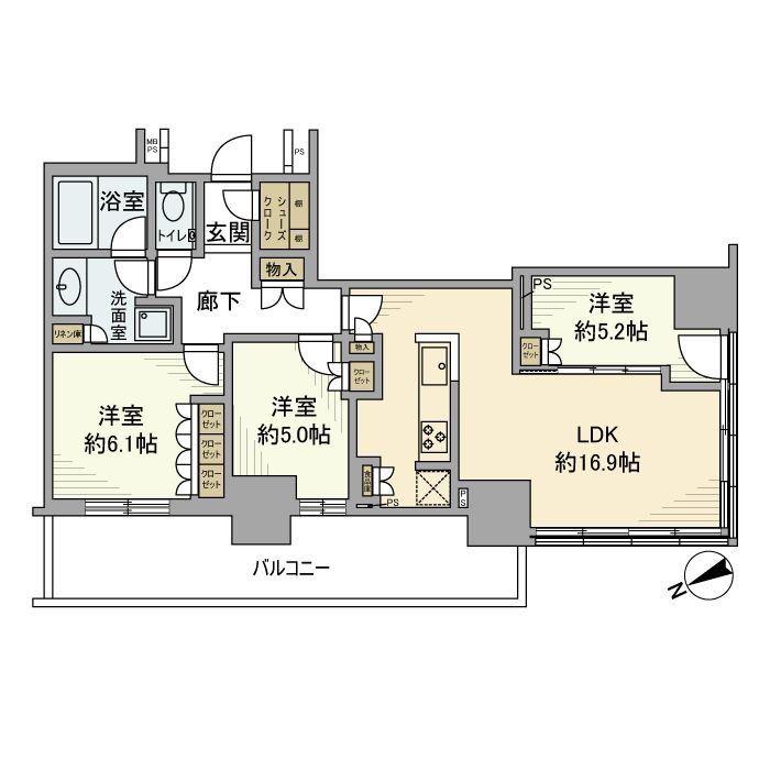 プラウドタワー小岩フロント(3LDK/15階)の間取り写真