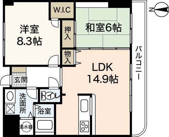 ソシア中筋(2LDK/4階)の間取り写真