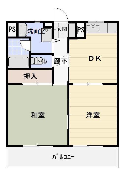 メルベーユII(2DK/2階)の間取り写真