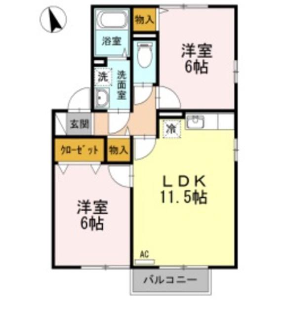 コーポKSM(2LDK/2階)の間取り写真