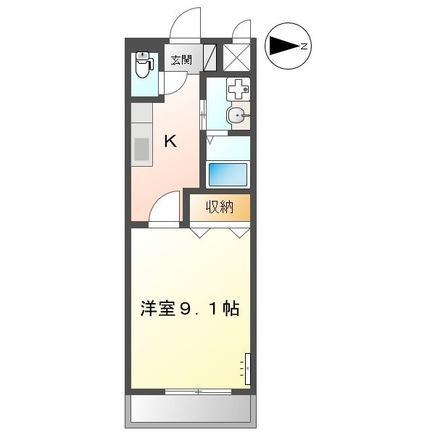 ウエストゲート(1K/2階)の間取り写真