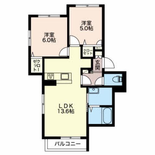 ウィステリア堀川小泉(2LDK/2階)の間取り写真