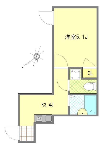 NEXUS綾瀬(1K/2階)の間取り写真