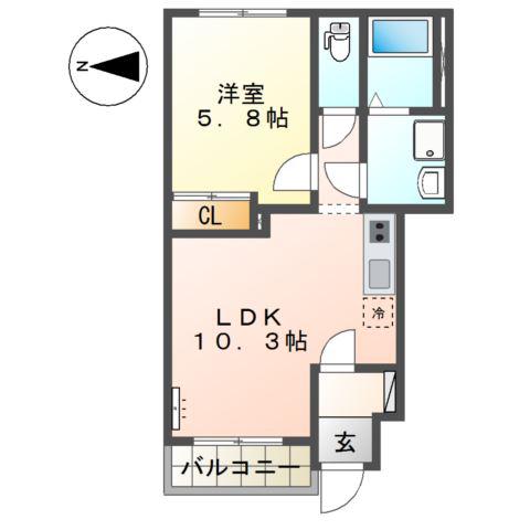 リヴィエールピア(1LDK/1階)の間取り写真