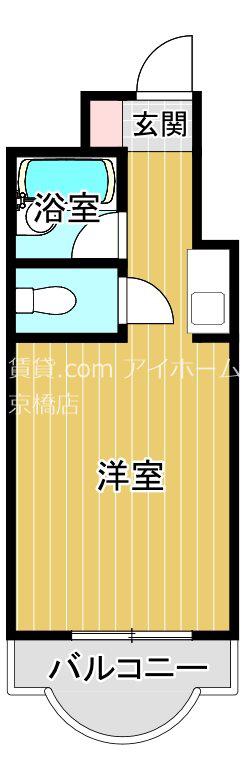 スカイ都島(ワンルーム/1階)の間取り写真